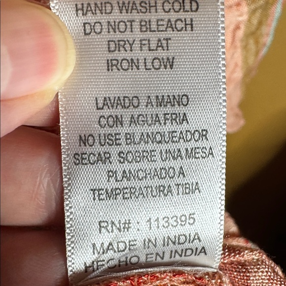 NWT En Crème Boho Metallic Stripe Peasant Top Tassel Tie V-Neck Size Small - Picture 5 of 9